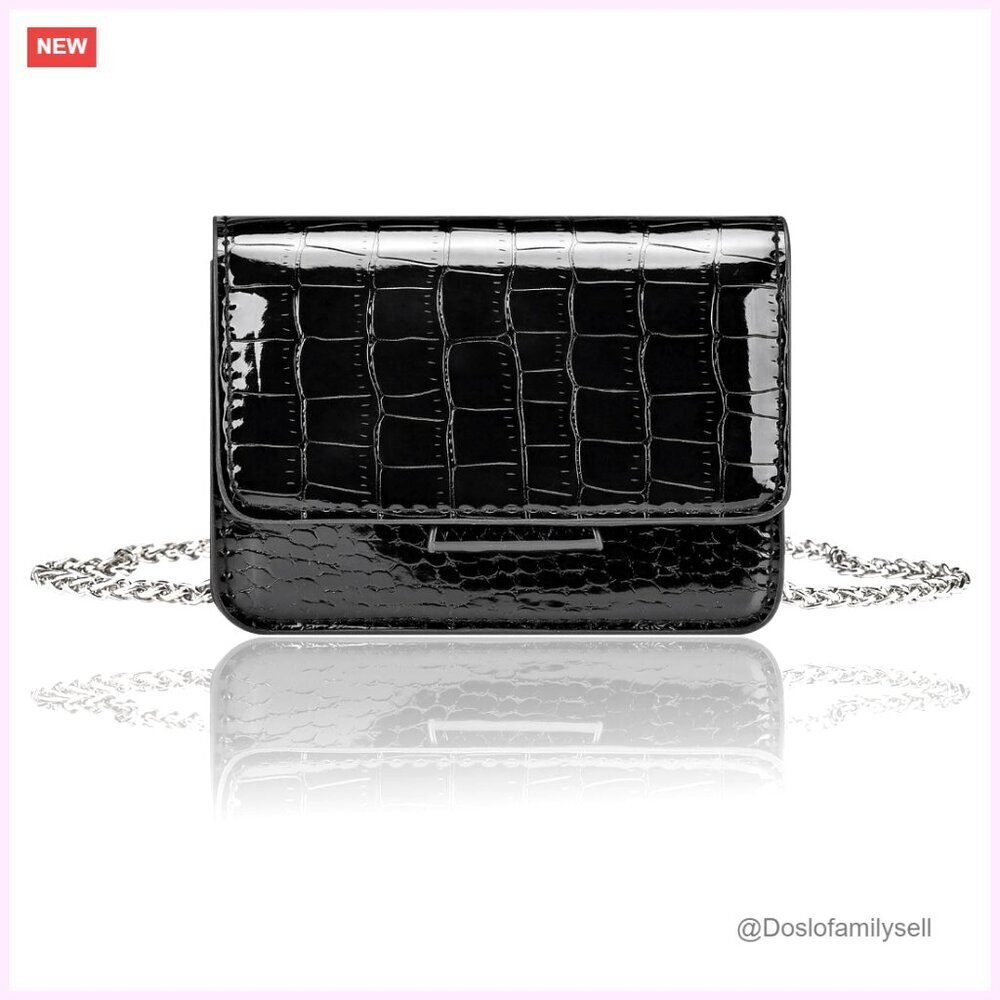 PU Leather Mini Crossbody Bag, Silver Evening Purse Clutch for Parties